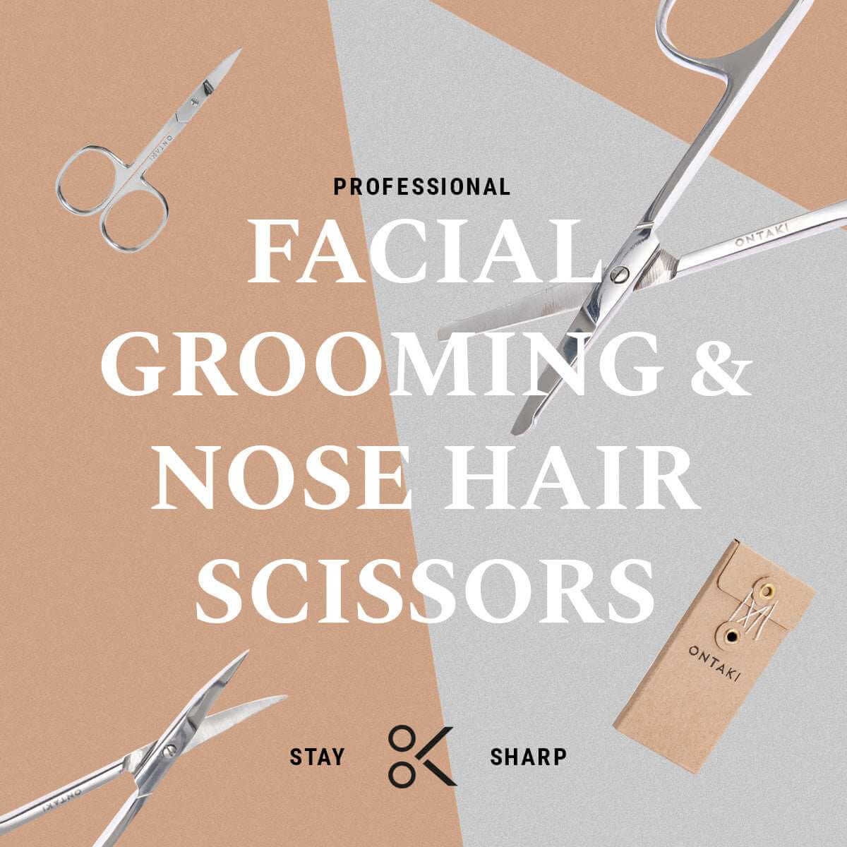 ONTAKI Facial Hair Grooming Scissors (2 Pack)