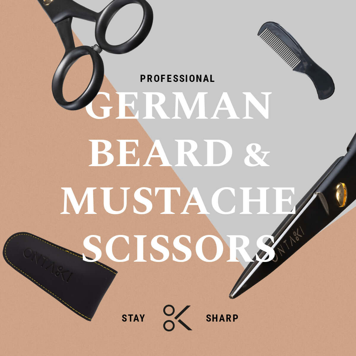German Steel Beard & Mustache Scissors (5")
