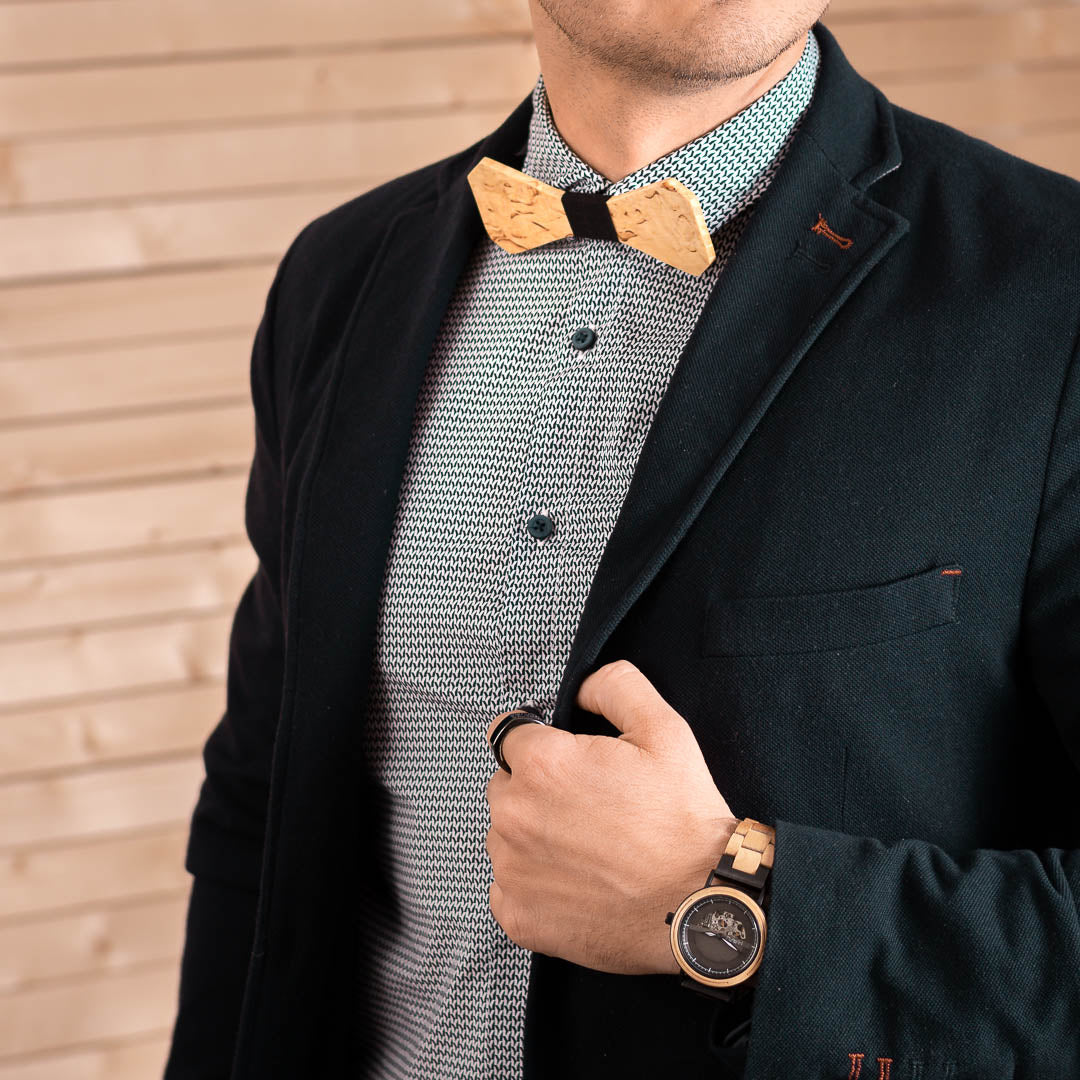 Wooden bow - Curly birch, black
