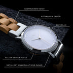 Kielo - Women's wristwatch (32mm) Crafted from Finnish Curly Birch