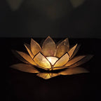 Capiz Tealight Candle Holder | Lotus - Large - Yellow/Natural