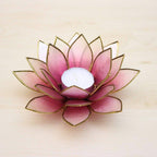 Capiz Tealight Candle Holder | Lotus - Pink/Natural