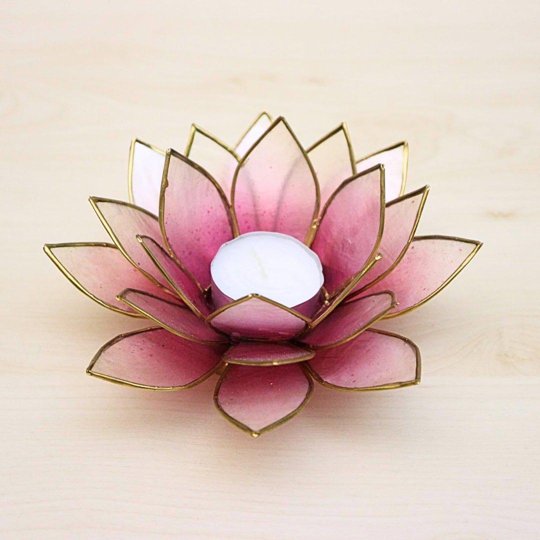 Capiz Tealight Candle Holder | Lotus - Pink/Natural