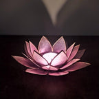Capiz Tealight Candle Holder | Lotus - Pink/Natural