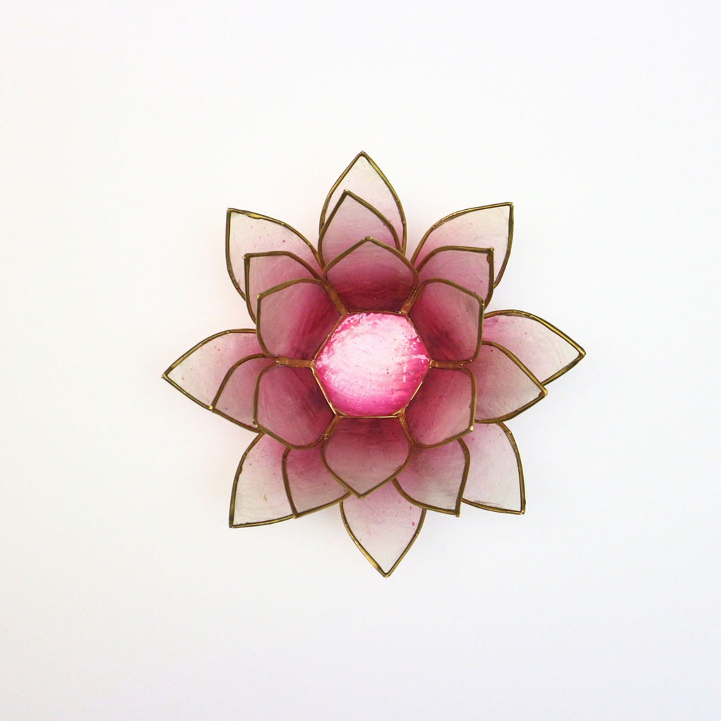 Capiz Tealight Candle Holder | Lotus - Pink/Natural