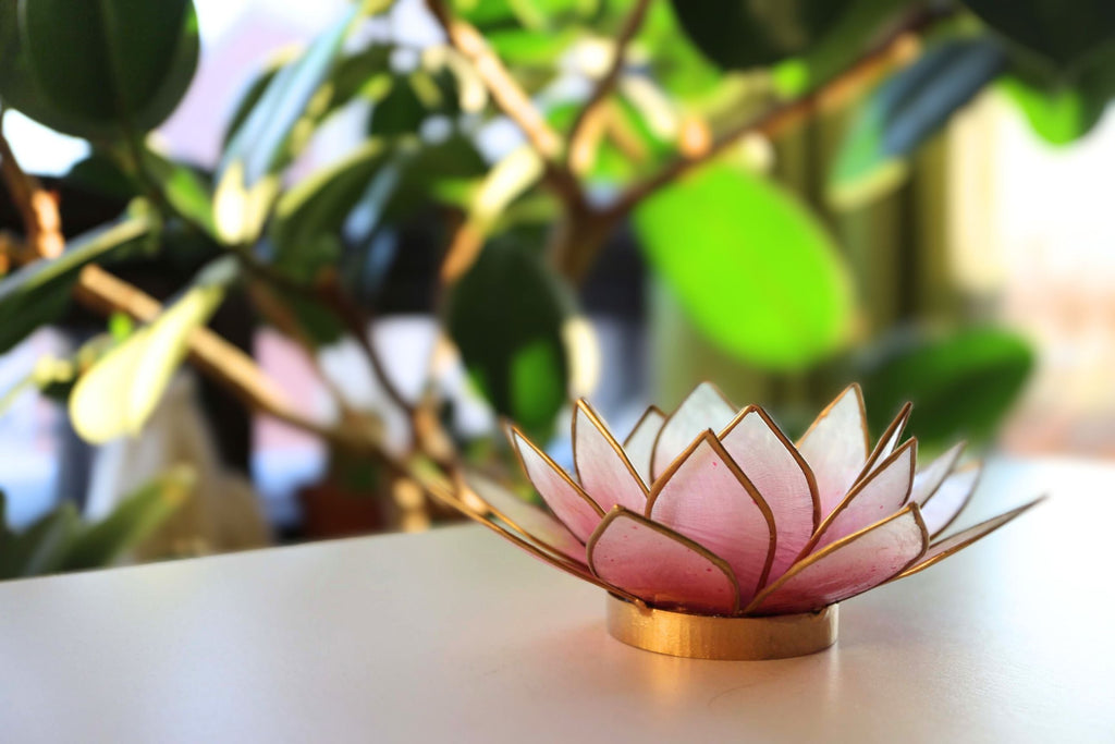 Capiz Tealight Candle Holder | Lotus - Pink/Natural