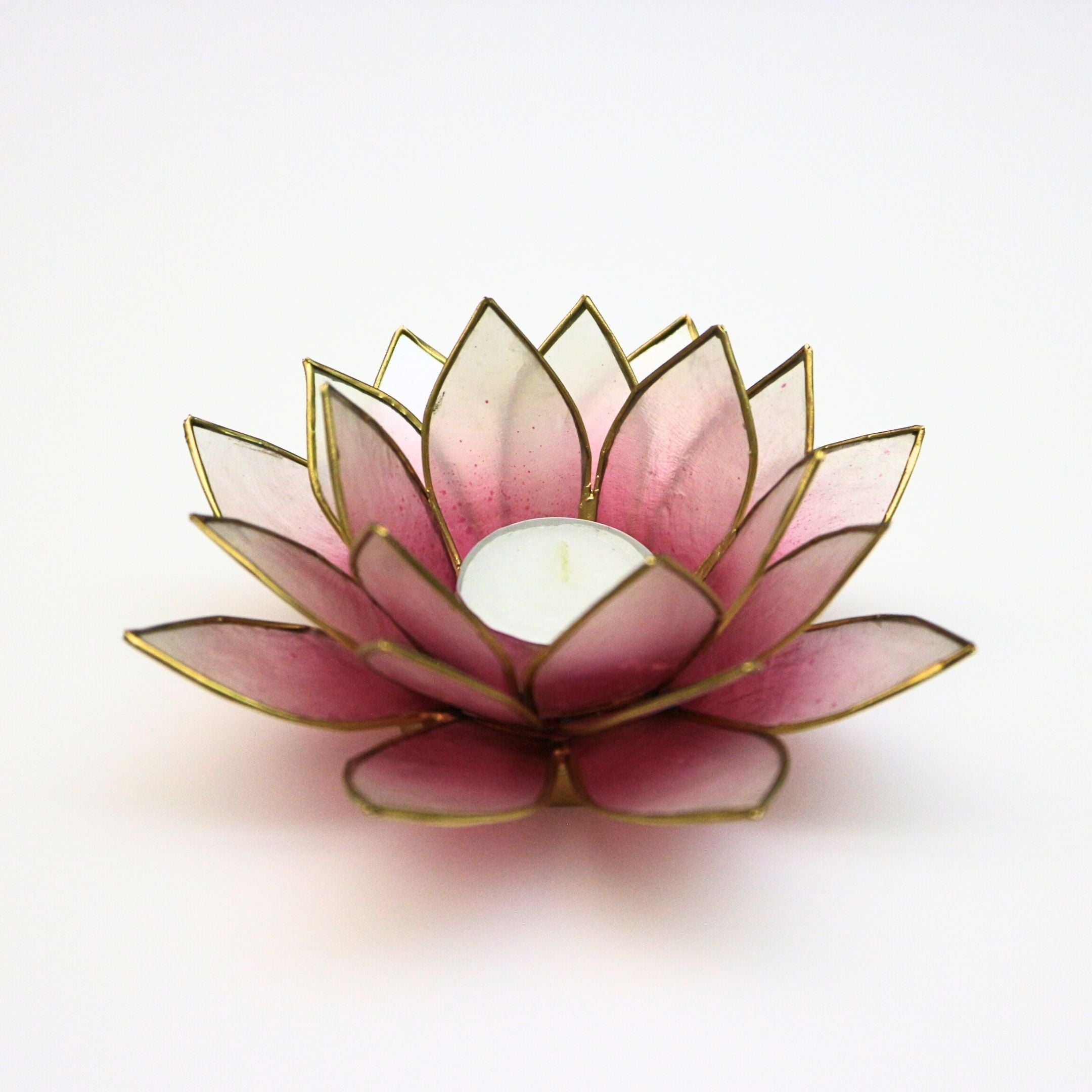 Capiz Tealight Candle Holder | Lotus - Pink/Natural