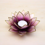 Capiz Tealight Candle Holder | Lotus - Purple/Natural