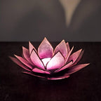 Capiz Tealight Candle Holder | Lotus - Purple/Natural