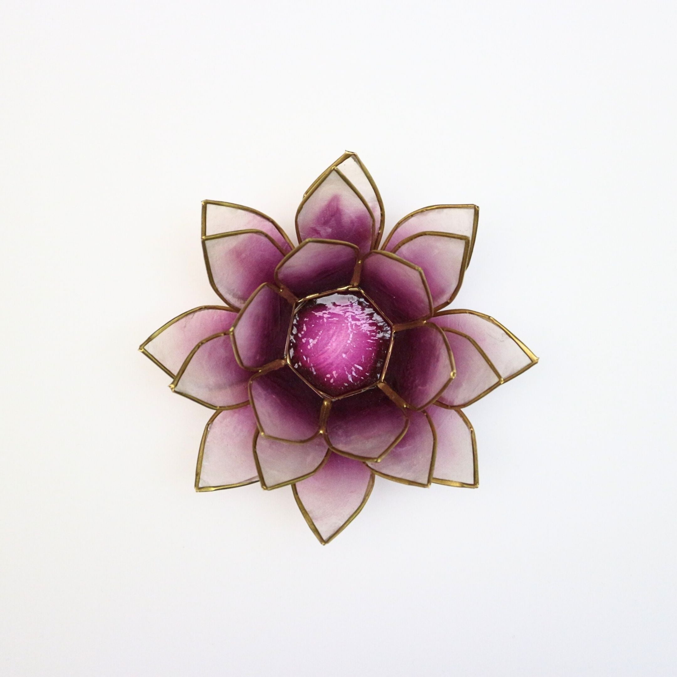 Capiz Tealight Candle Holder | Lotus - Purple/Natural