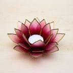 Capiz Tealight Candle Holder | Lotus - Red/Natural