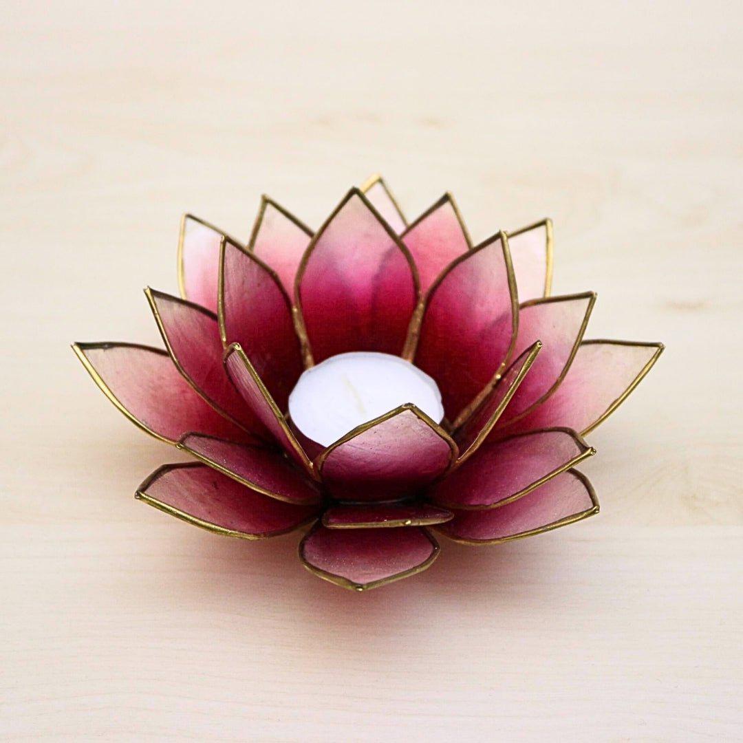 Capiz Tealight Candle Holder | Lotus - Red/Natural
