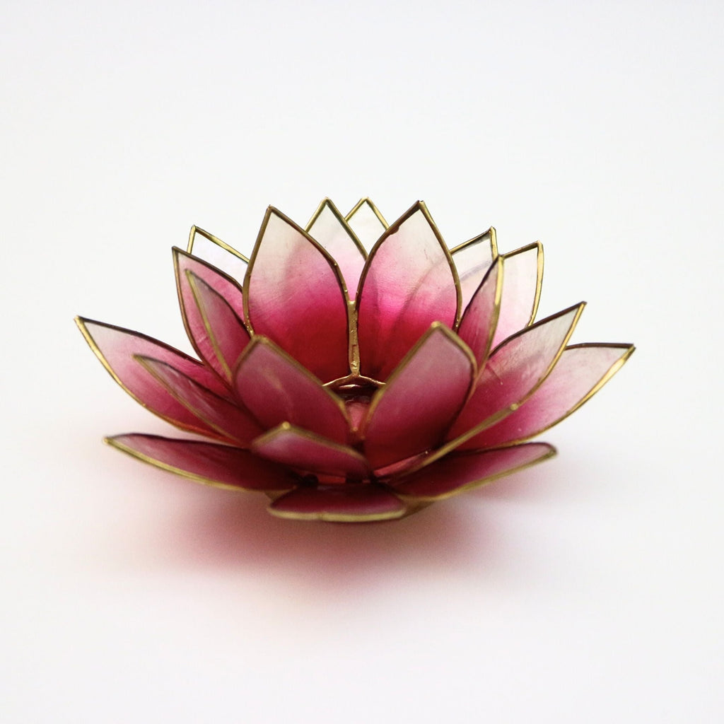 Capiz Tealight Candle Holder | Lotus - Red/Natural