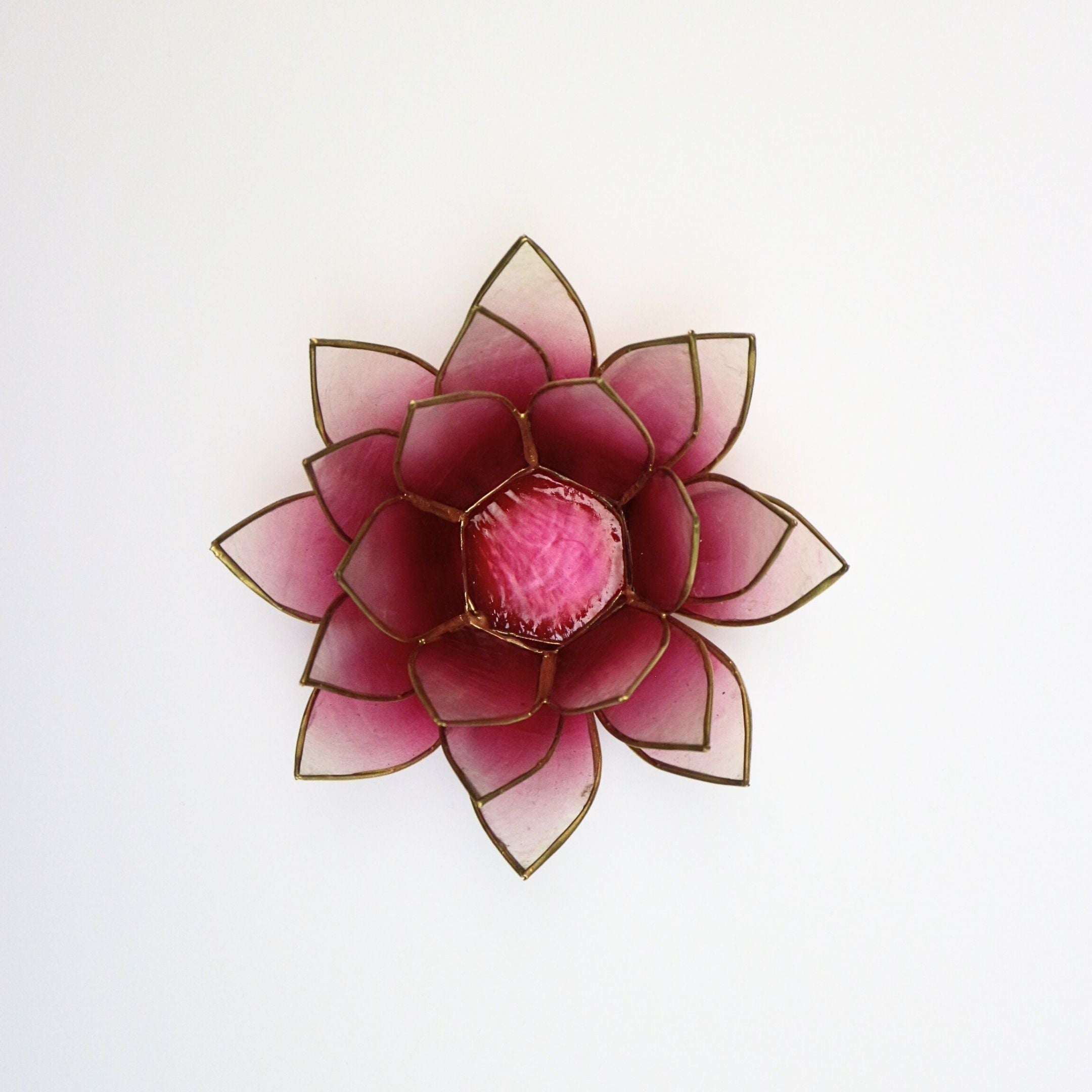 Capiz Tealight Candle Holder | Lotus - Red/Natural