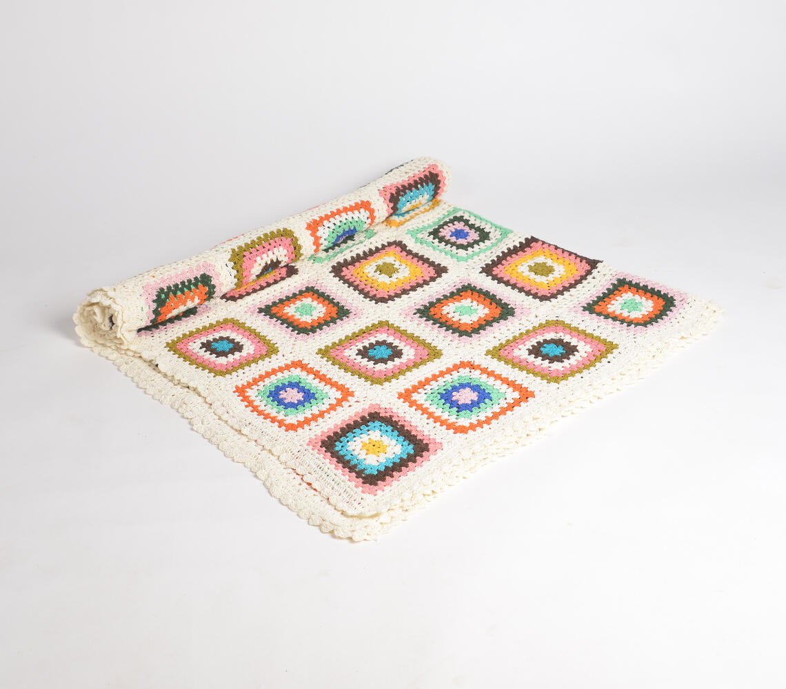 Crochet Multicolor Granny Blanket Throw