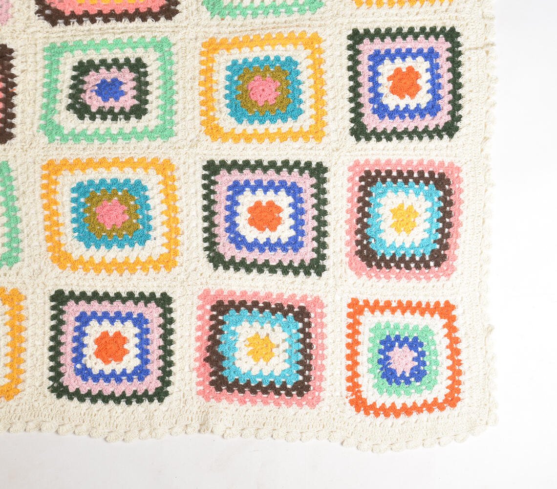 Crochet Multicolor Granny Blanket Throw