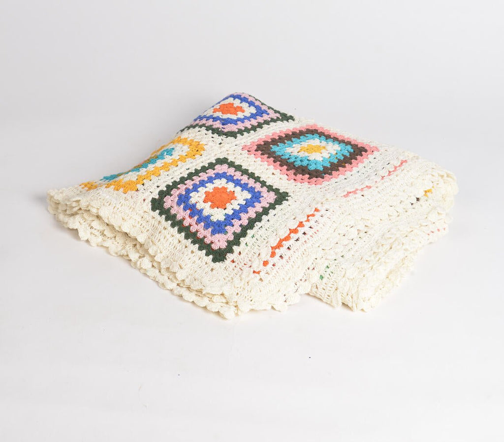 Crochet Multicolor Granny Blanket Throw