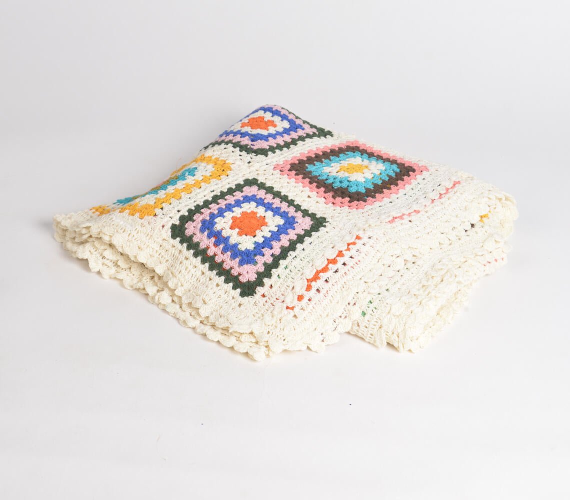 Crochet Multicolor Granny Blanket Throw
