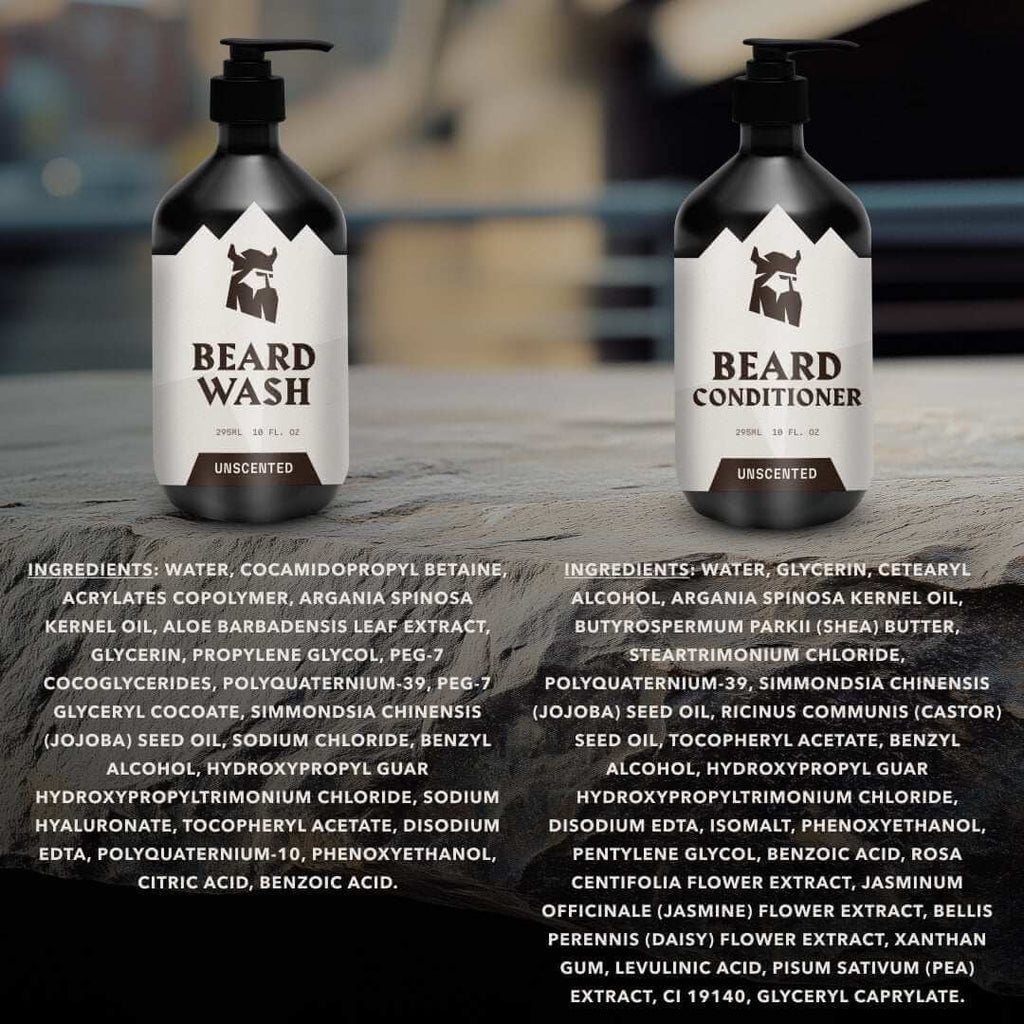 Beard Shampoo & Beard Conditioner - Unscented 2 x 300 ml