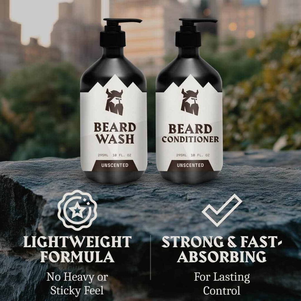 Beard Shampoo & Beard Conditioner - Unscented 2 x 300 ml