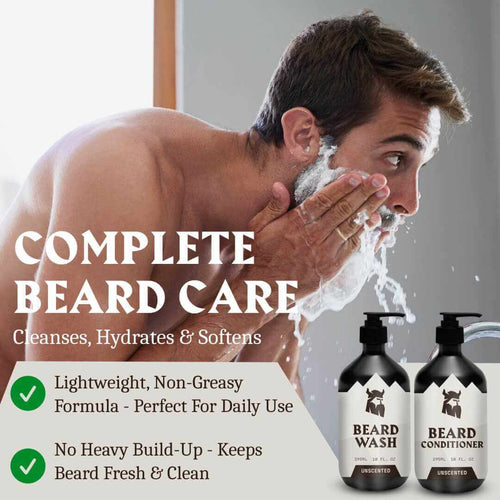 Beard Shampoo & Beard Conditioner - Unscented 2 x 300 ml