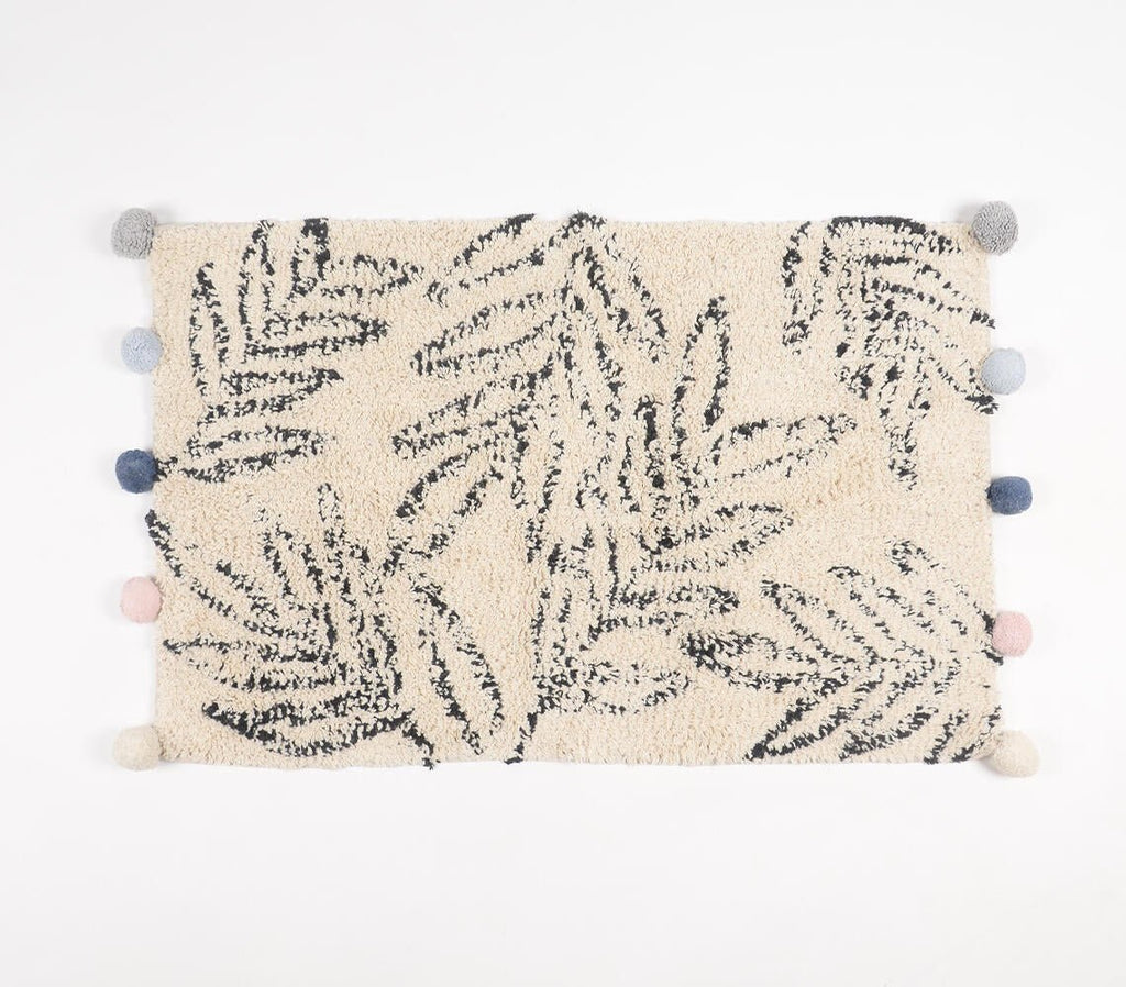 Hand Tufted Leaf Pattern Bath Mat, 75 x 50 cm