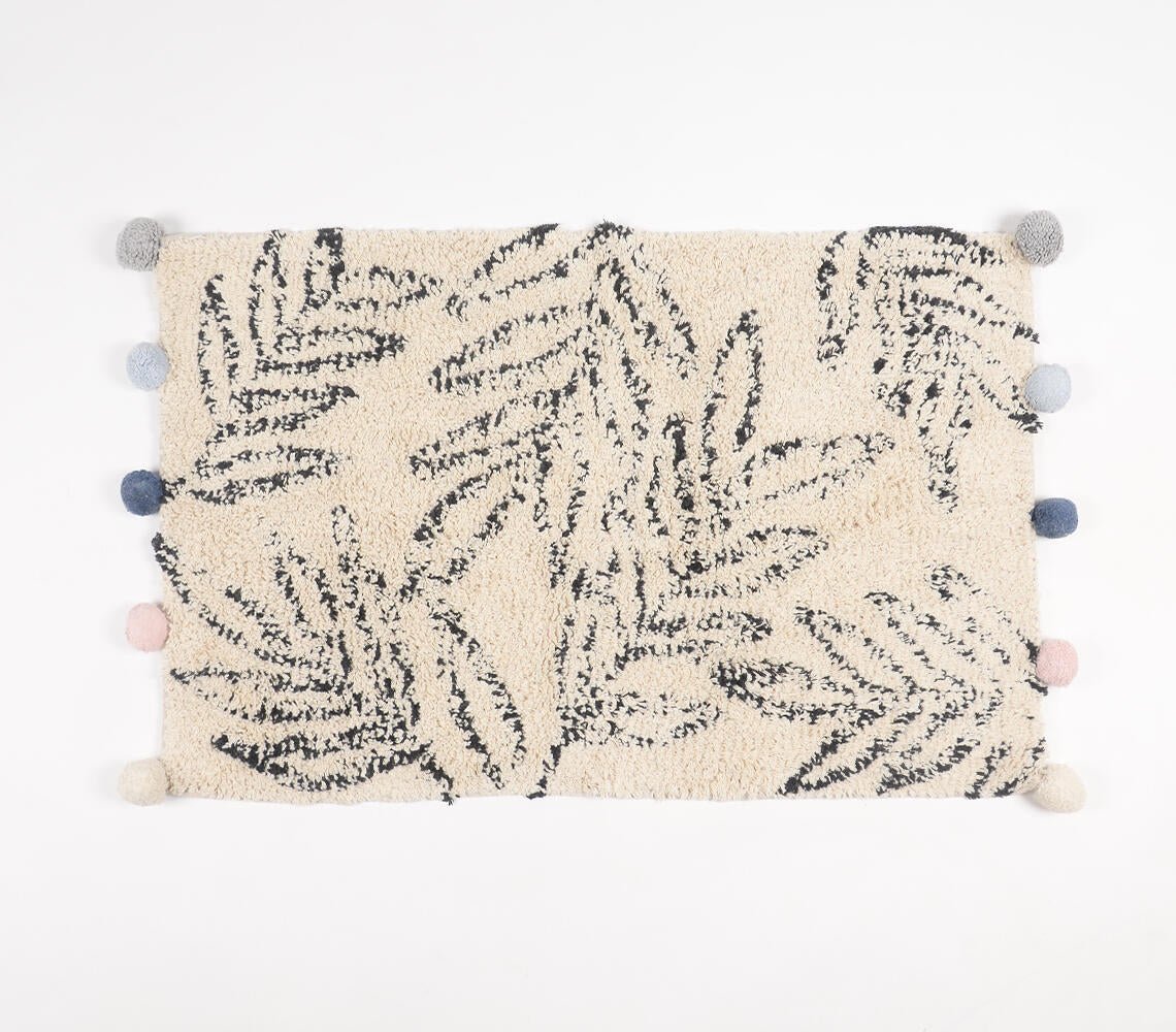 Hand Tufted Leaf Pattern Bath Mat, 75 x 50 cm