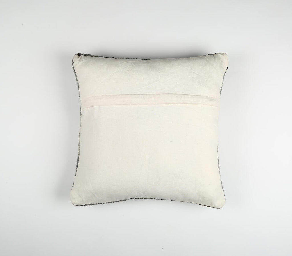 Handwoven Gray Colorblock Square Cushion Cover