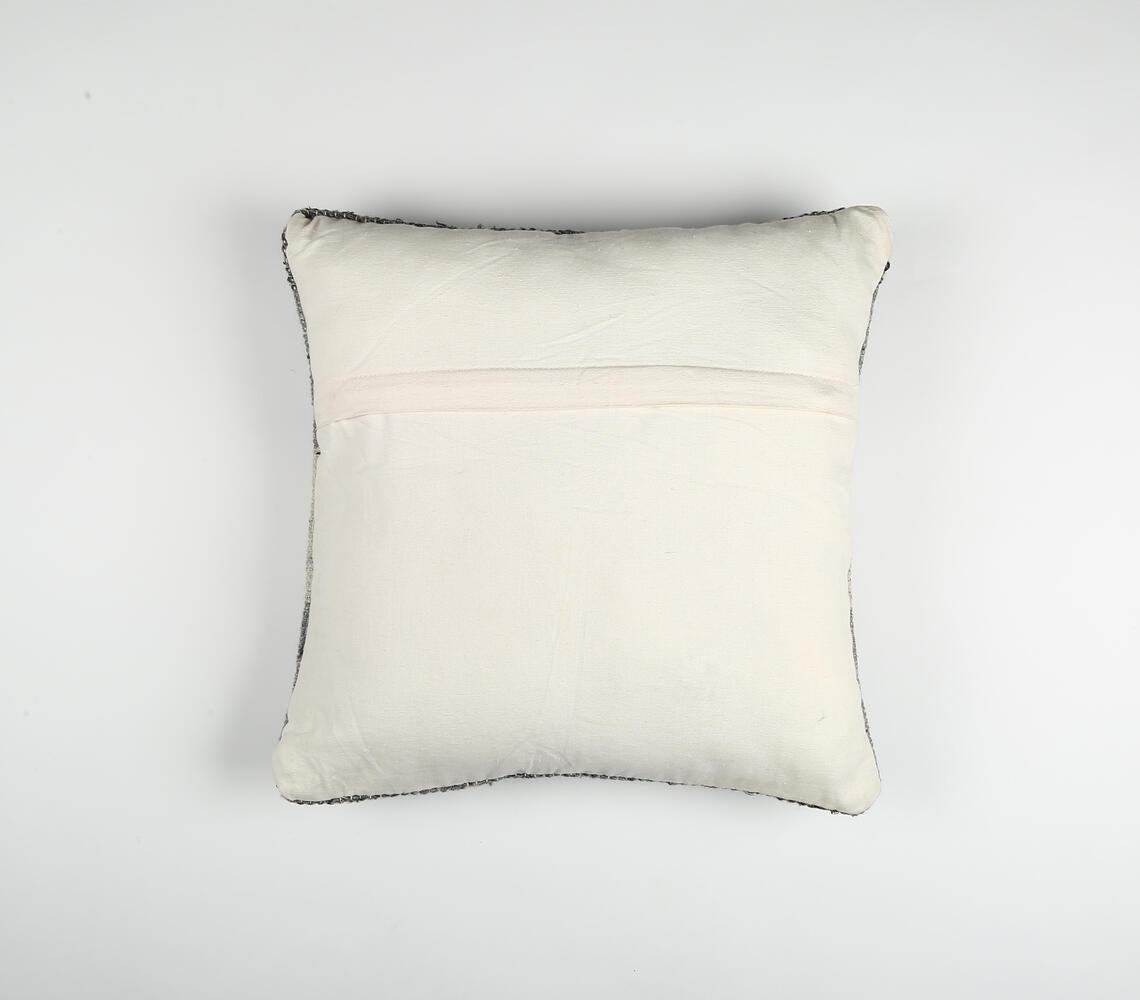 Handwoven Gray Colorblock Square Cushion Cover