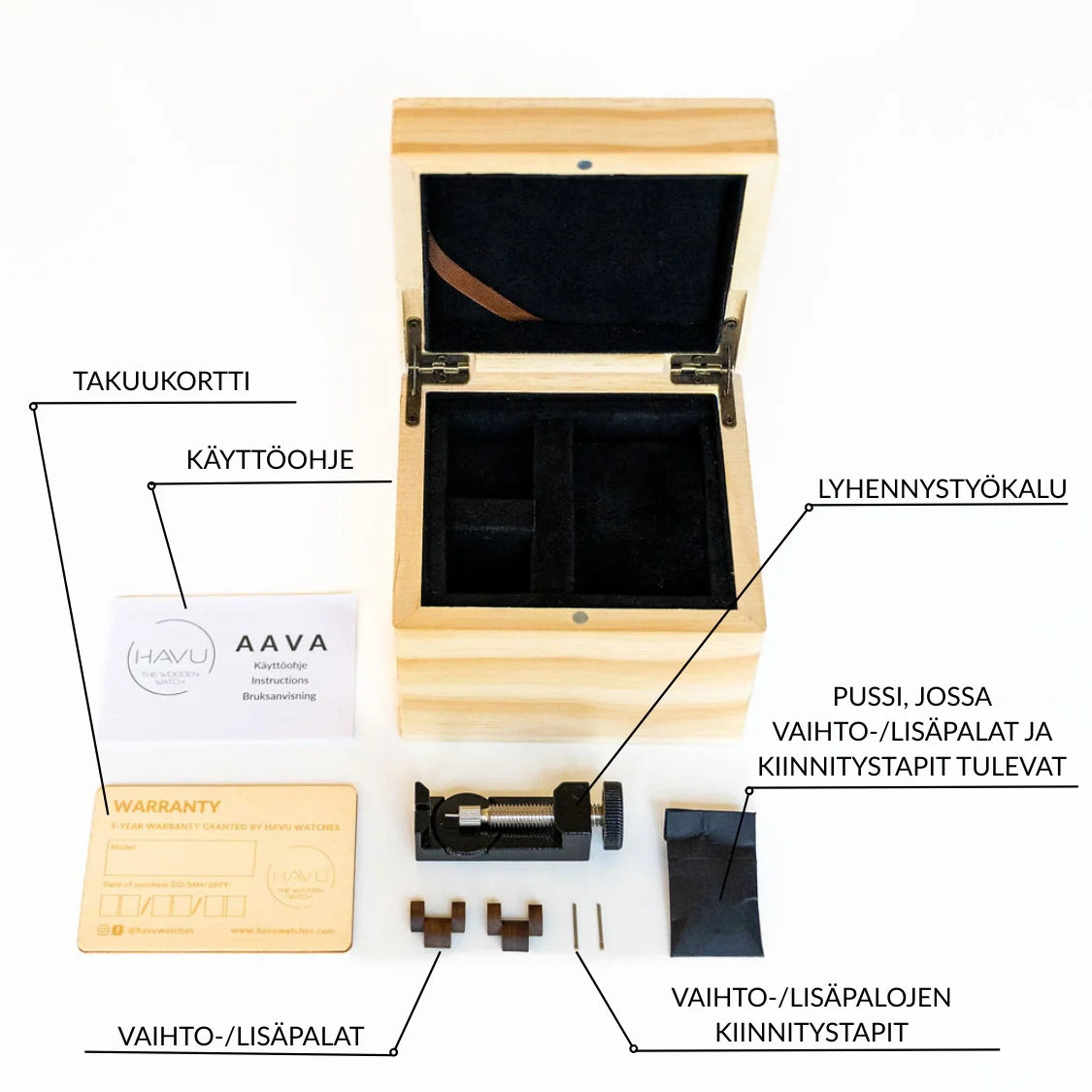 Kielo - Women's wristwatch (32mm) Crafted from Finnish Curly Birch