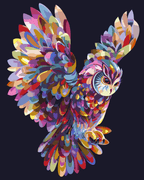 Colorful Owl in Flight – Paint By Numbers