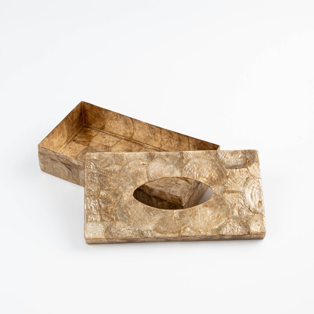 Capiz Tissue Box Holder | Rectangular - Golden