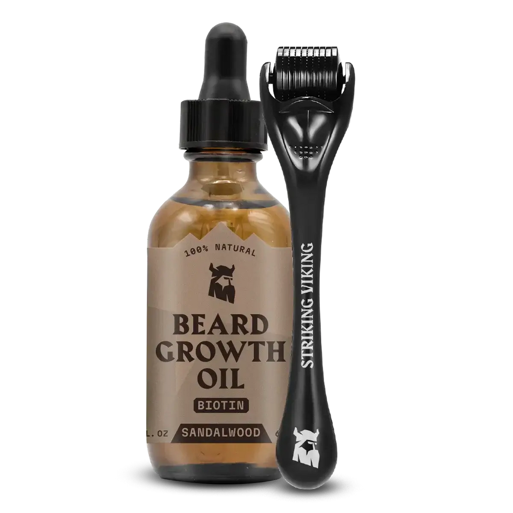 Beard Growth Kit - Sandalwood Beard Biotin Growth Oil & Derma Roller