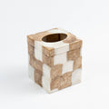 Capiz Tissue Box Holder | Square - White/Gold