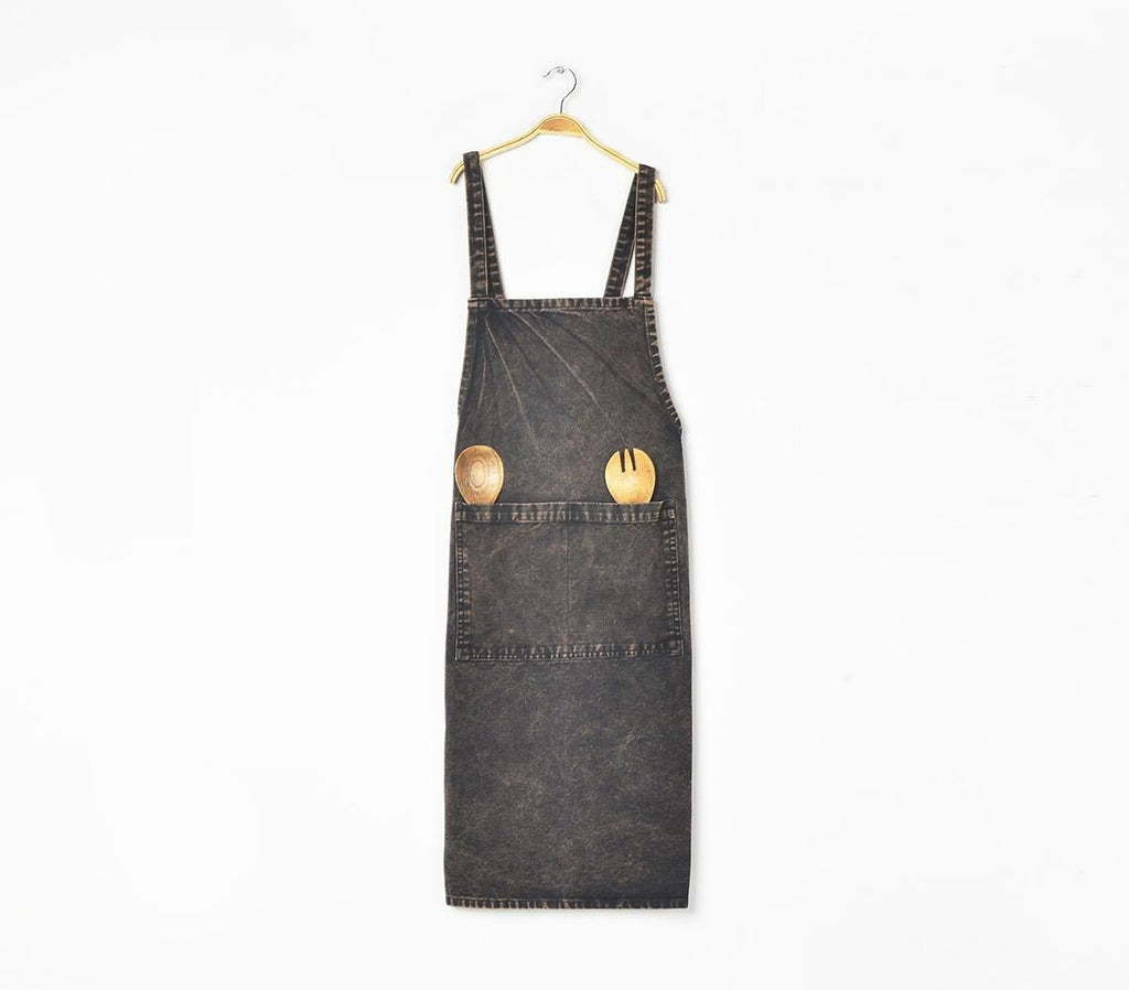Stone-Washed Charcoal Kitchen Apron