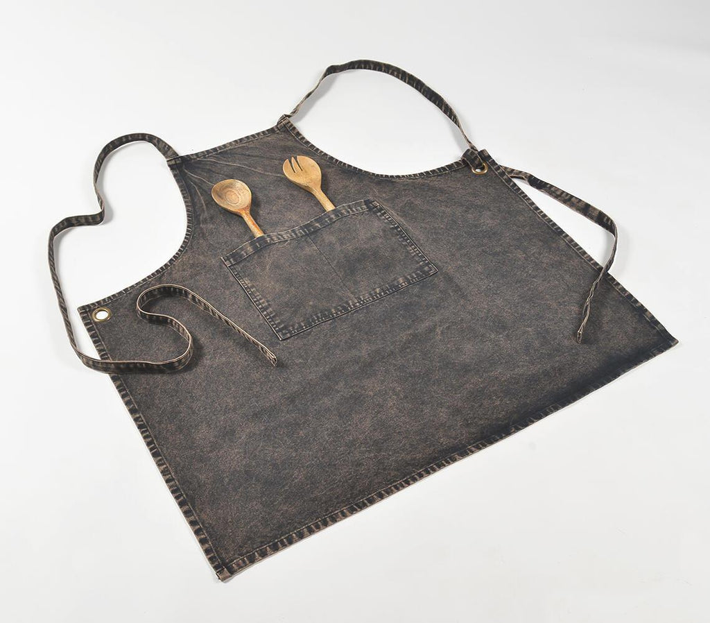 Stone-Washed Charcoal Kitchen Apron