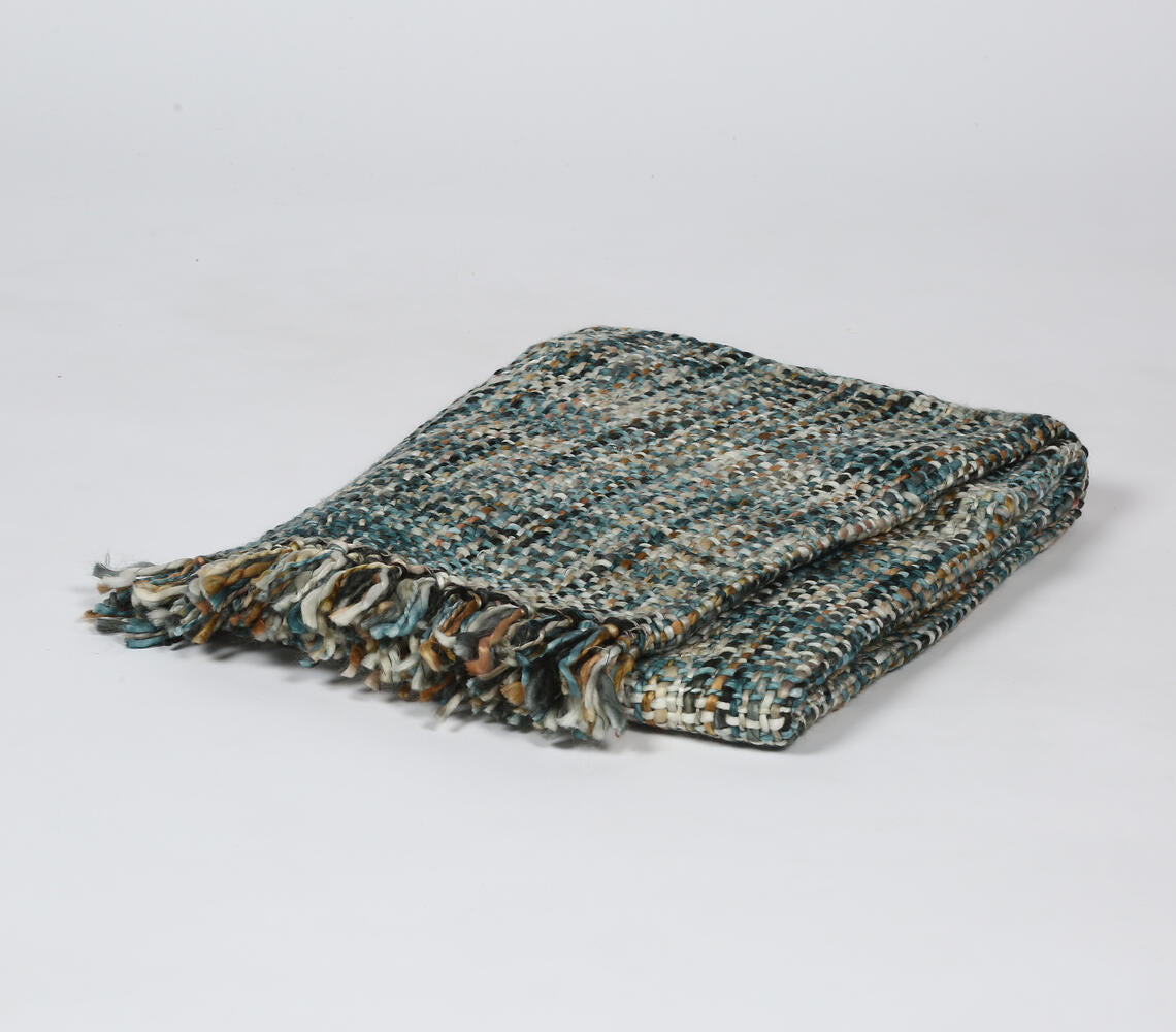 Hand-Knitted Ocean-Inspired Throw Blanket