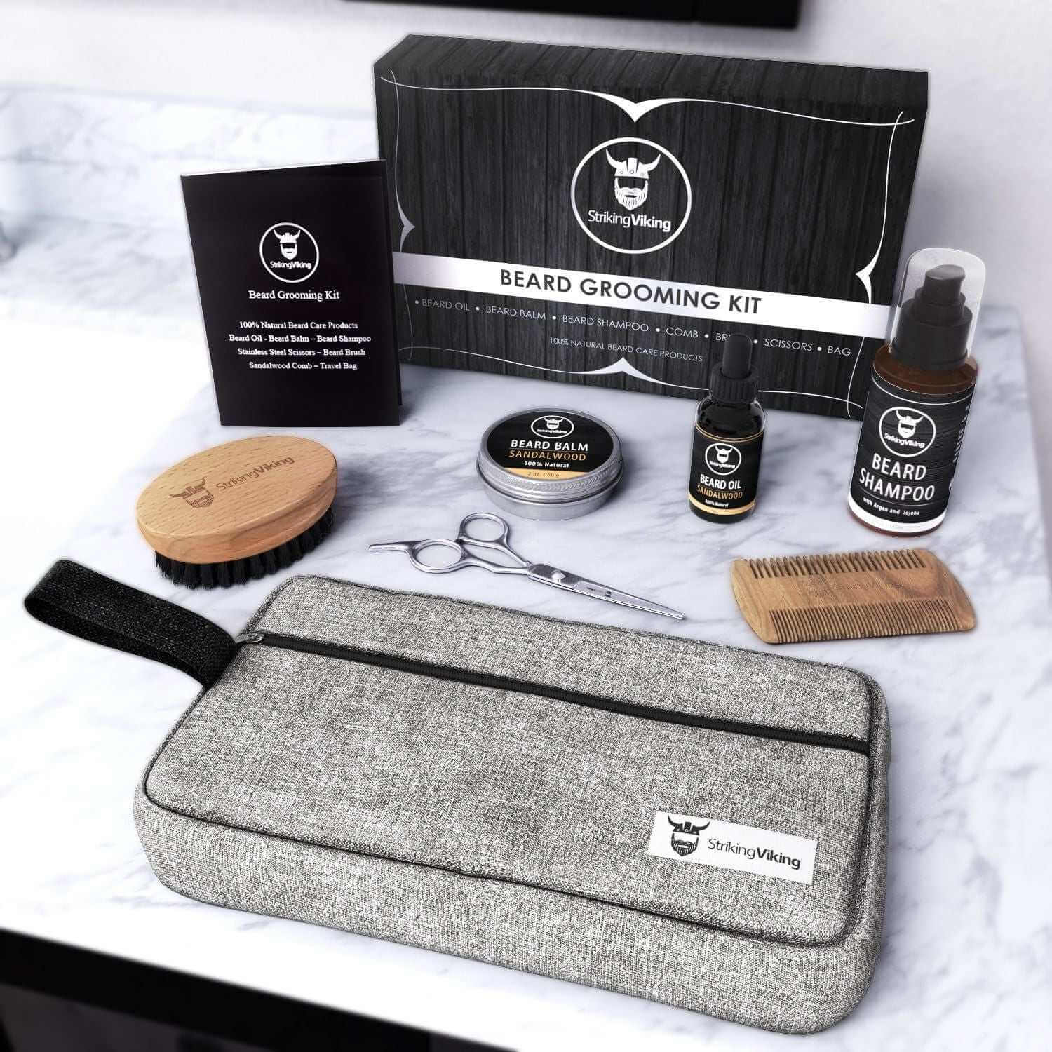 Beard Grooming Kit with Toiletry Bag