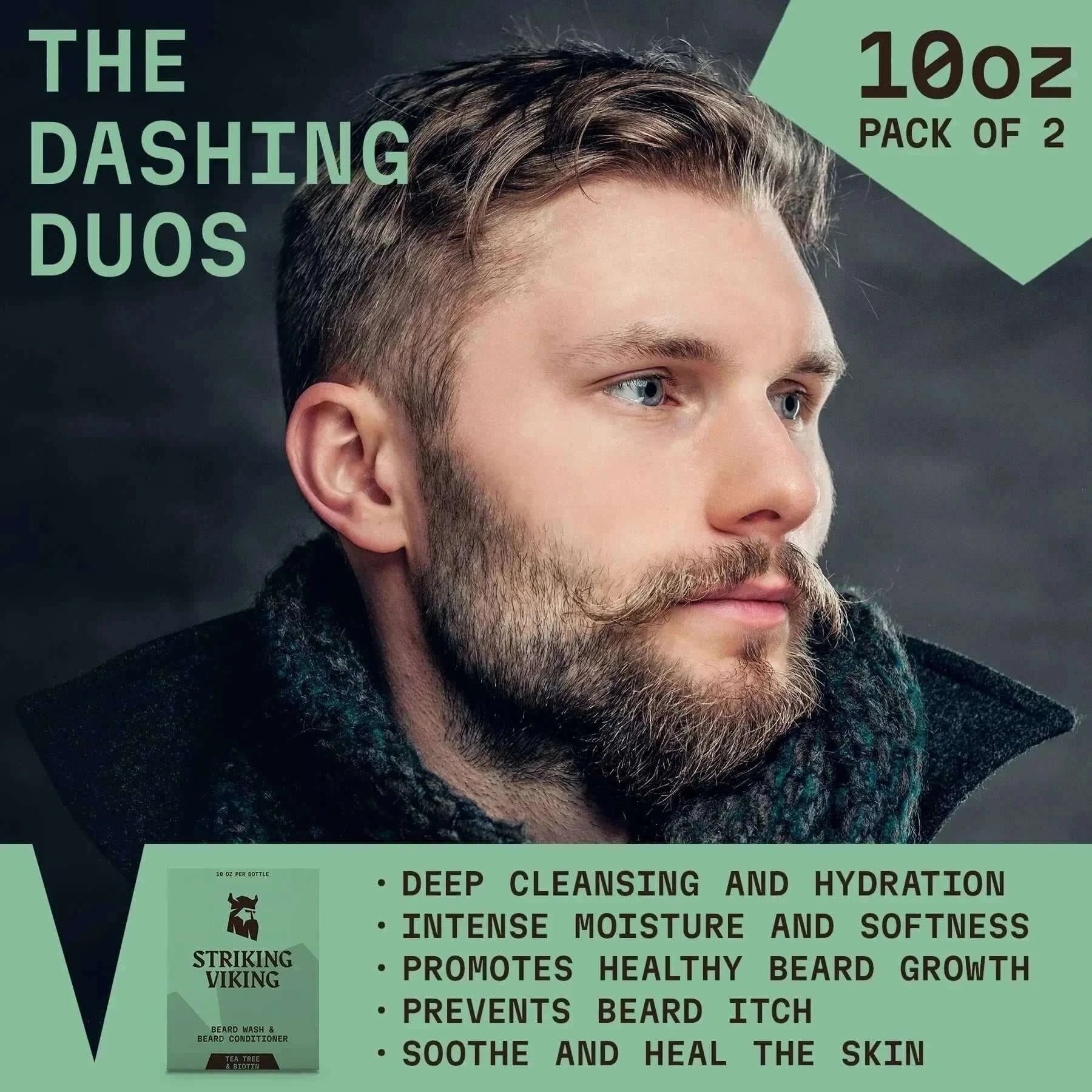Beard Shampoo & Conditioner Set - Tea Tree & Biotin, 2 x 300 ml