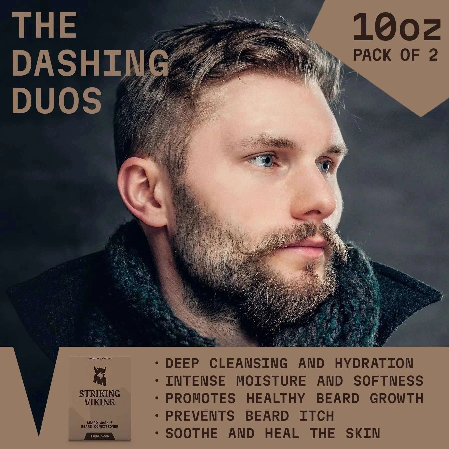 Beard Shampoo & Conditioner Set - Sandalwood, 2 x 300 ml