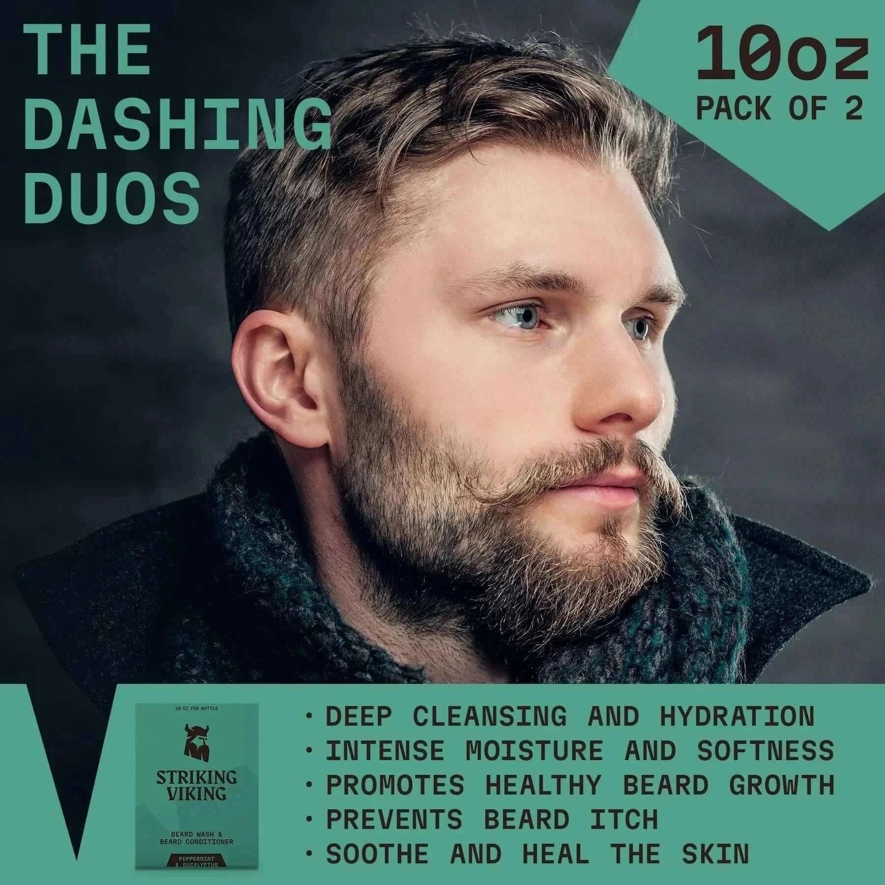 Beard Shampoo & Conditioner Set - Peppermint & Eucalyptus 2 x 300 ml