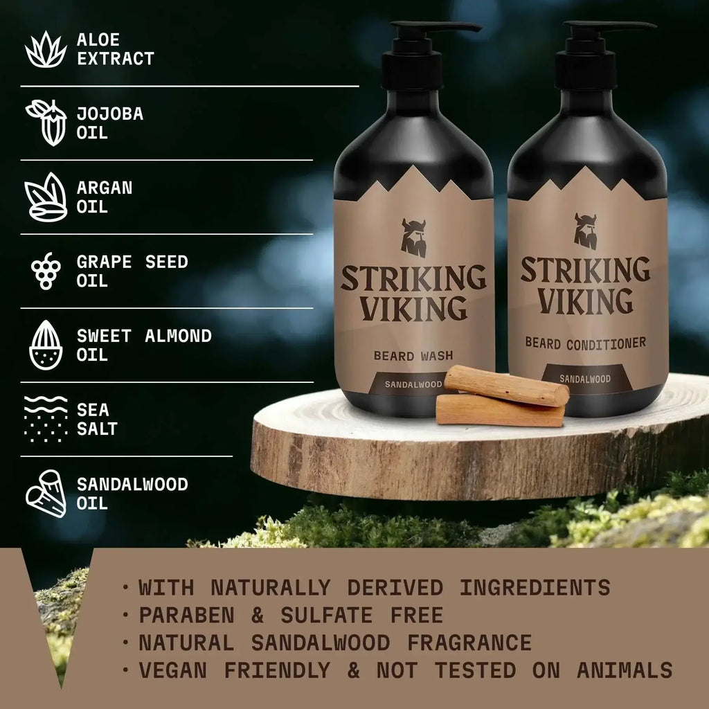 Beard Shampoo & Conditioner Set - Sandalwood, 2 x 300 ml