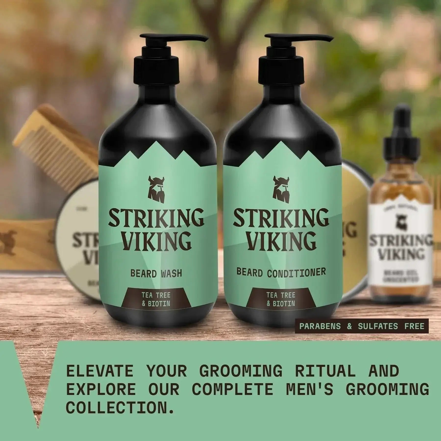 Beard Shampoo & Conditioner Set - Tea Tree & Biotin, 2 x 300 ml