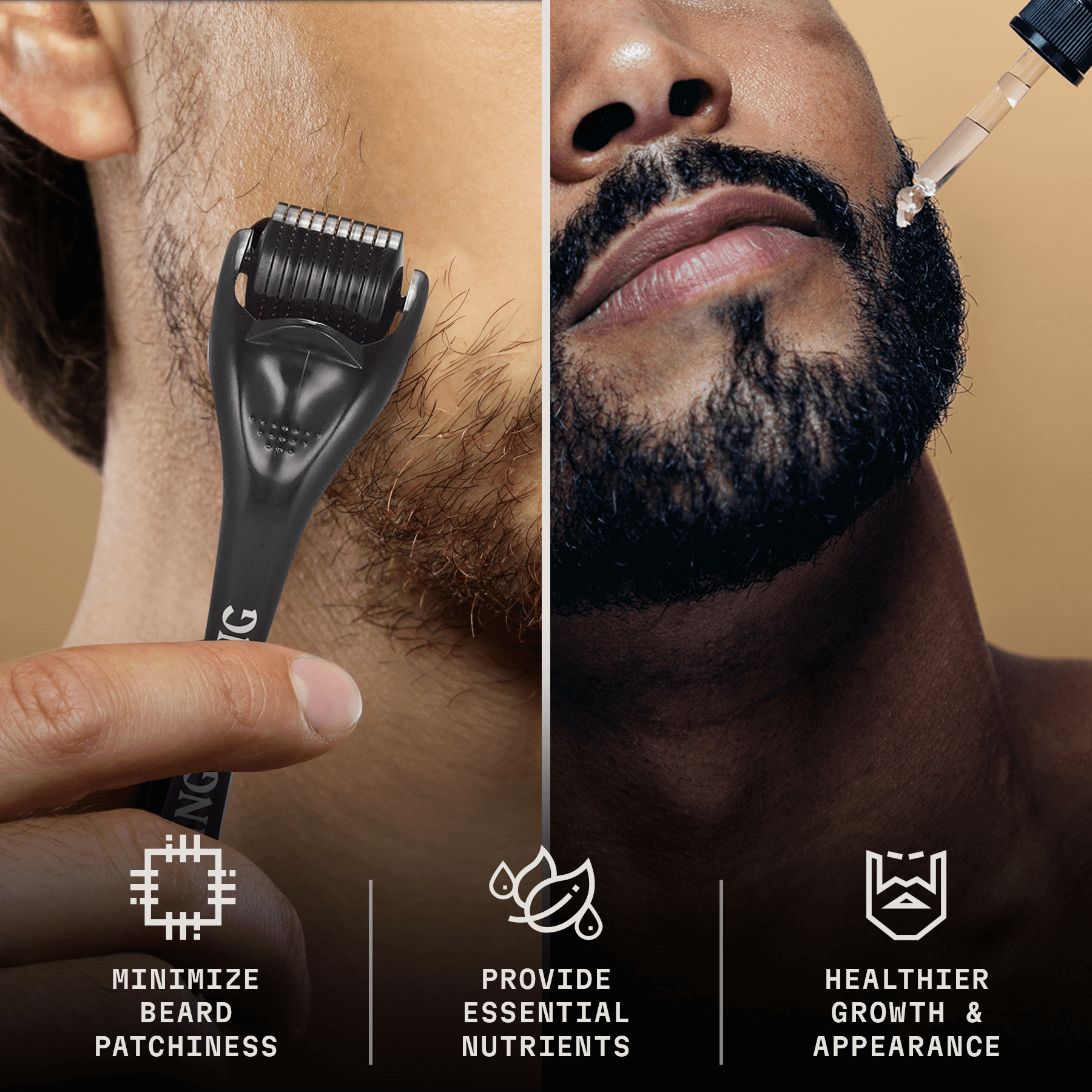 Beard Growth Kit - Sandalwood Beard Biotin Growth Oil & Derma Roller