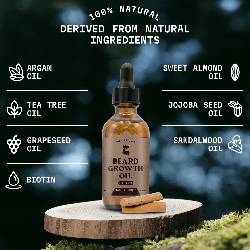 Beard Growth Kit - Sandalwood Beard Biotin Growth Oil & Derma Roller