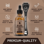 Beard Growth Kit - Sandalwood Beard Biotin Growth Oil & Derma Roller