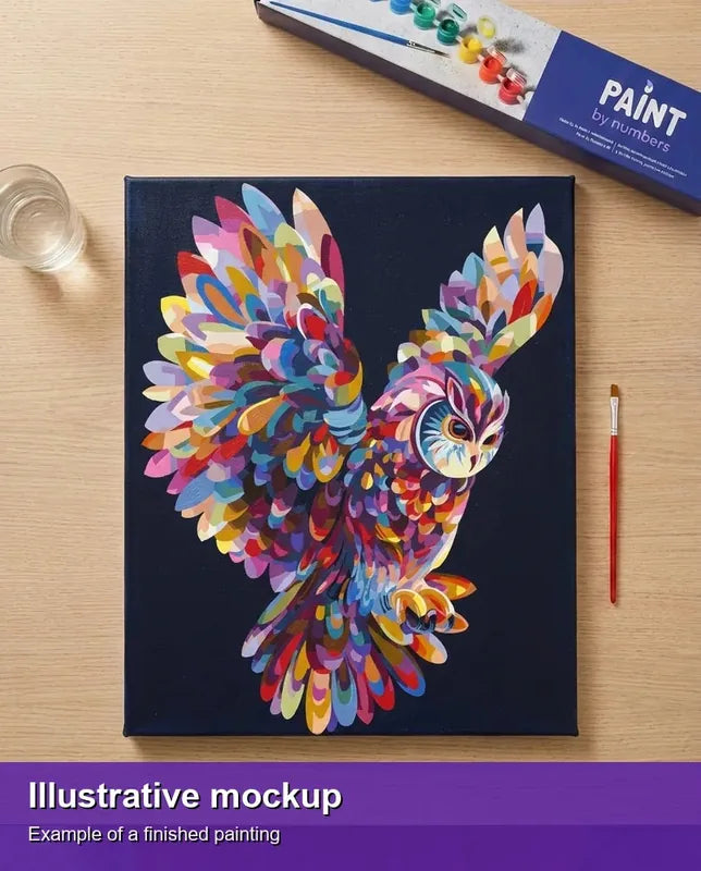 Colorful Owl in Flight – Paint By Numbers